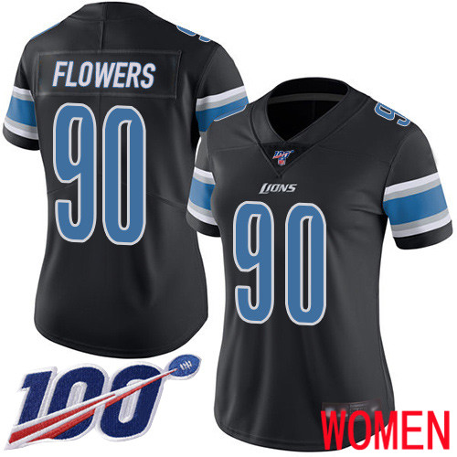 Detroit Lions Limited Black Women Trey Flowers Jersey NFL Football #90 100th Season Rush Vapor Untouchable->detroit lions->NFL Jersey